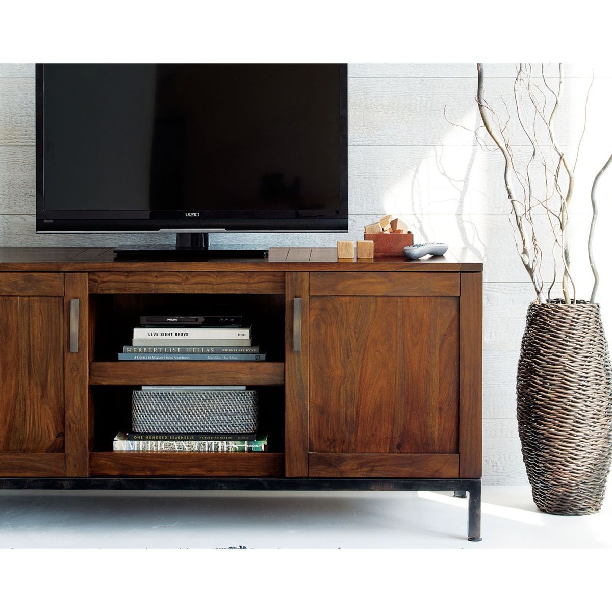 CRATE & BARREL - Canasta Sedona Gris Pequeña