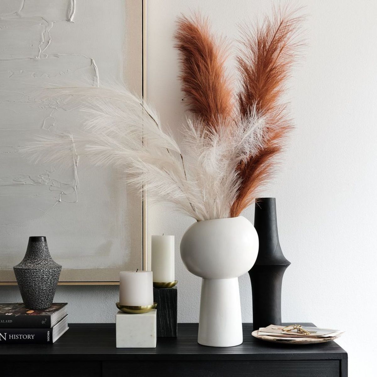 CRATE & BARREL - Jarrón de Cerámico Negro Pequeño Ema