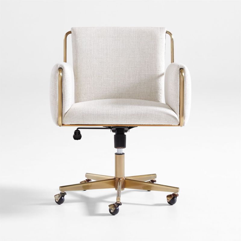 CRATE & BARREL - Silla de Escritorio Caterina Tapizada con Estructura de Latón Dorado