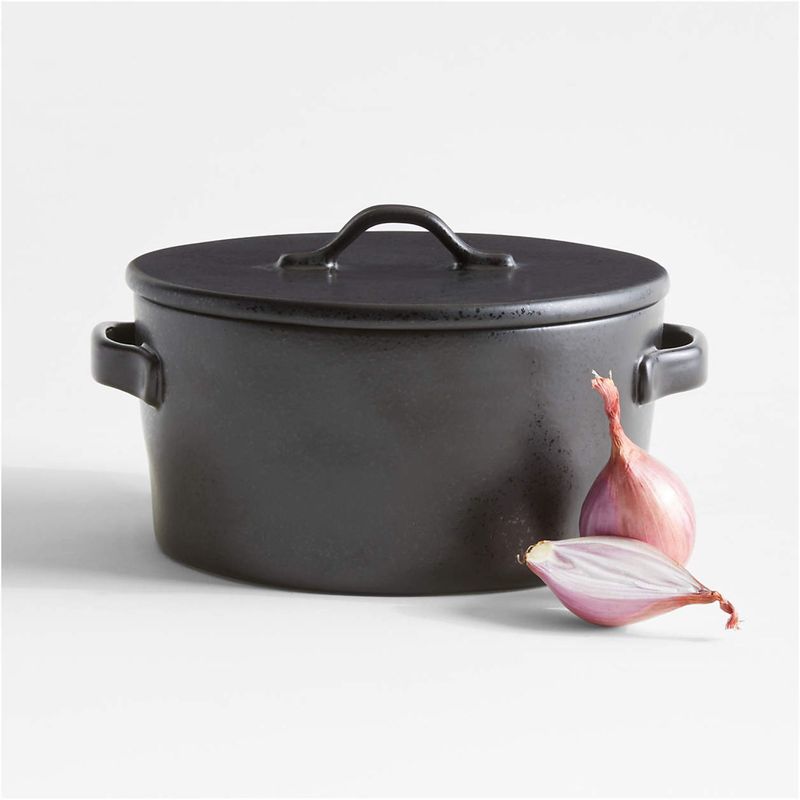 CRATE & BARREL - Cacerola Con Tapa Marin Negro 