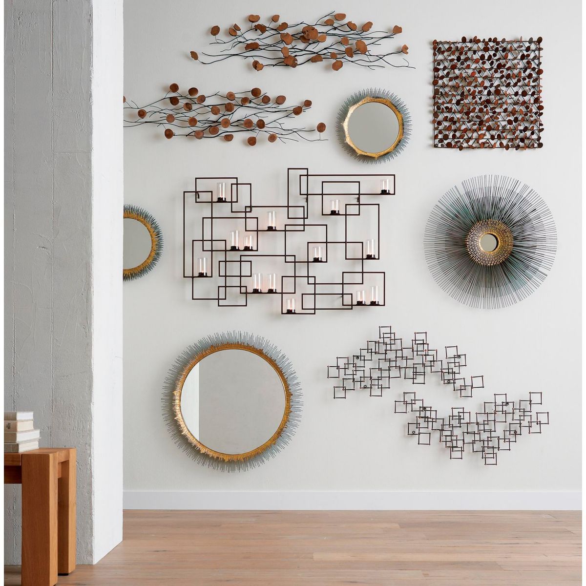 CRATE & BARREL - Arte de Pared de Madera Discos Teakroot