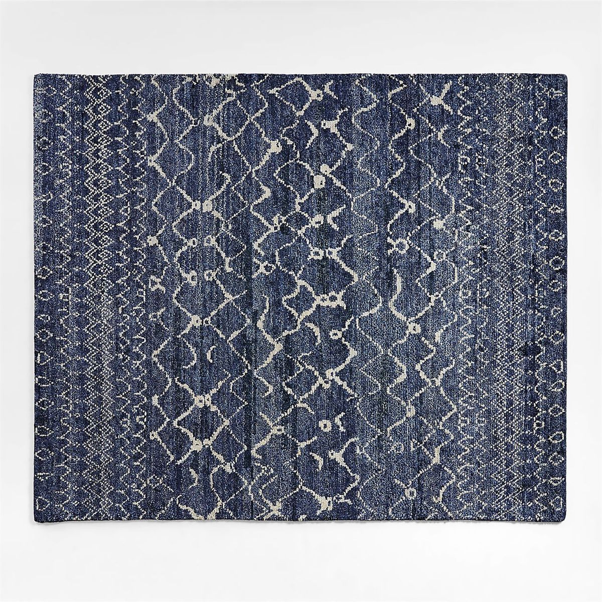 CRATE & BARREL - Alfombra De Lana Rias Moroccan Blue 244x305cm