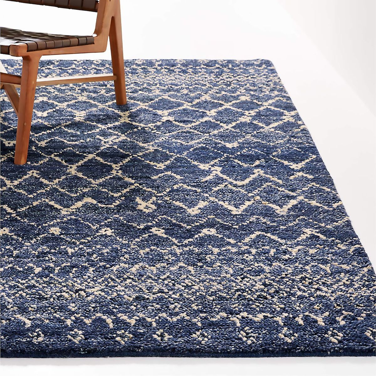 CRATE & BARREL - Alfombra De Lana Rias Moroccan Blue 244x305cm