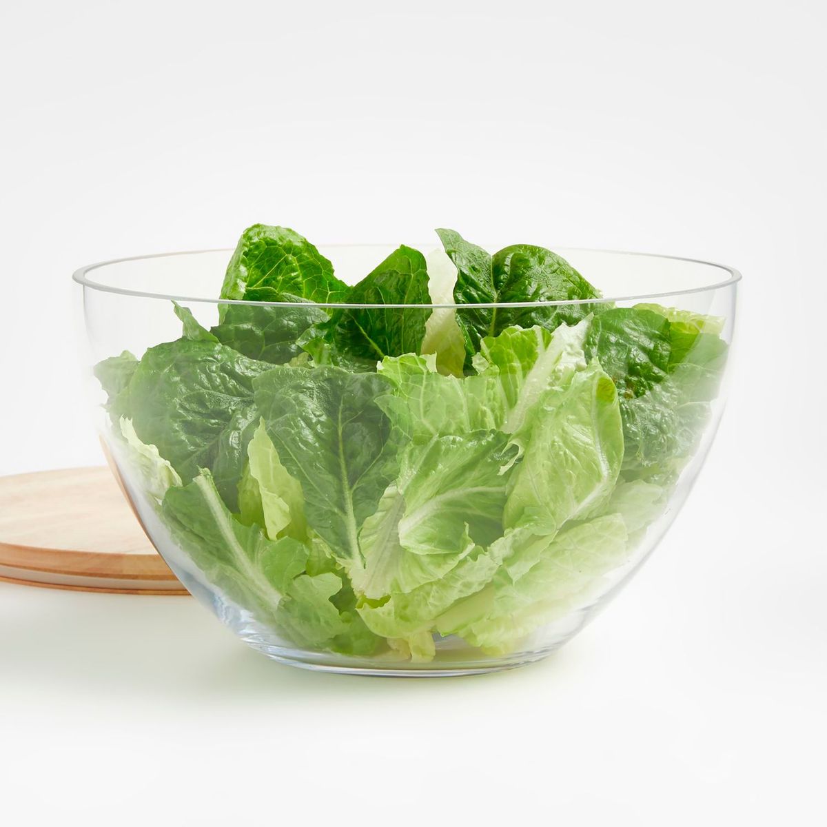 CRATE & BARREL - Bowl de Vidrio con Tapa de Madera con Asa Tomos