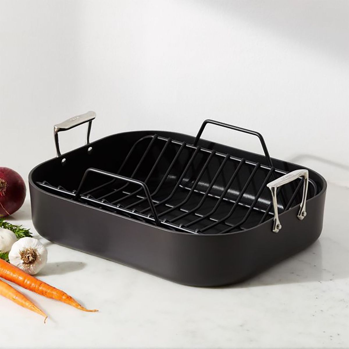 CRATE & BARREL - Asador de Acero Inoxidable con Rejilla 42cm ALL-CLAD