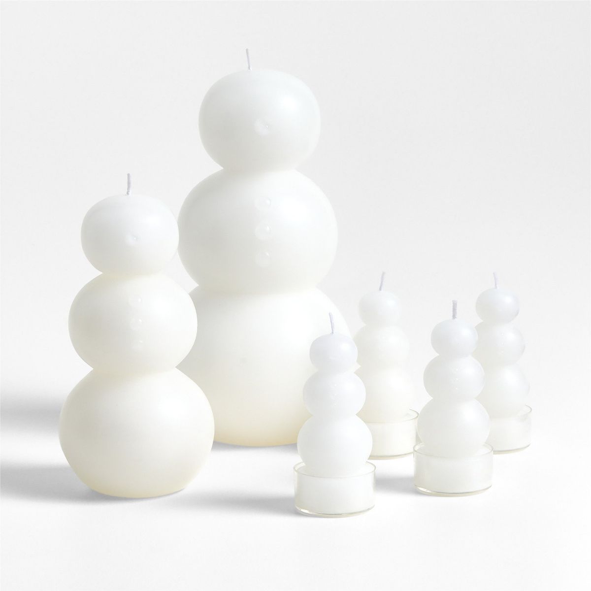 CRATE & BARREL - Set De 4 Velas De Muñeco De Nieve
