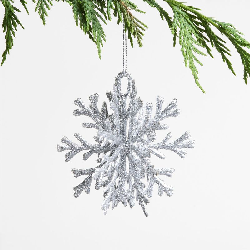 CRATE & BARREL - Adorno Navideño Colgante De Copo De Nieve Plateado