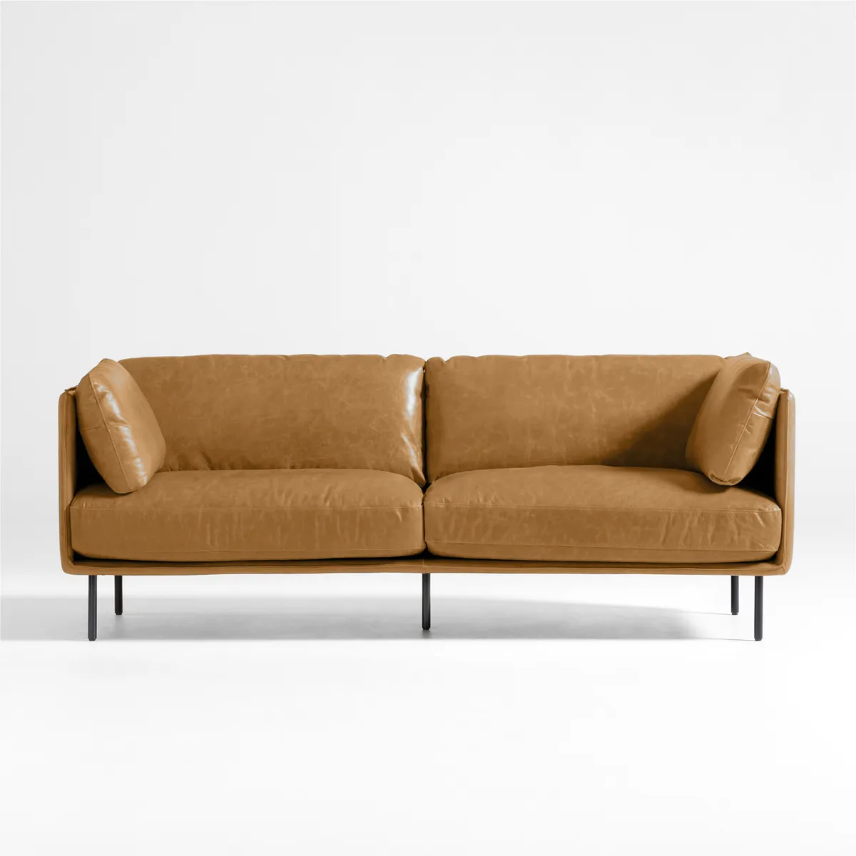 CRATE & BARREL - Sofá Wells De Cuero 3 Cuerpos 213cm