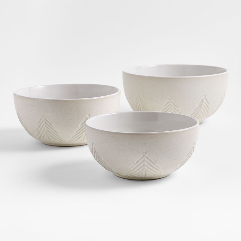 CRATE & BARREL - Set De 3 Bowls Navideños De Árboles