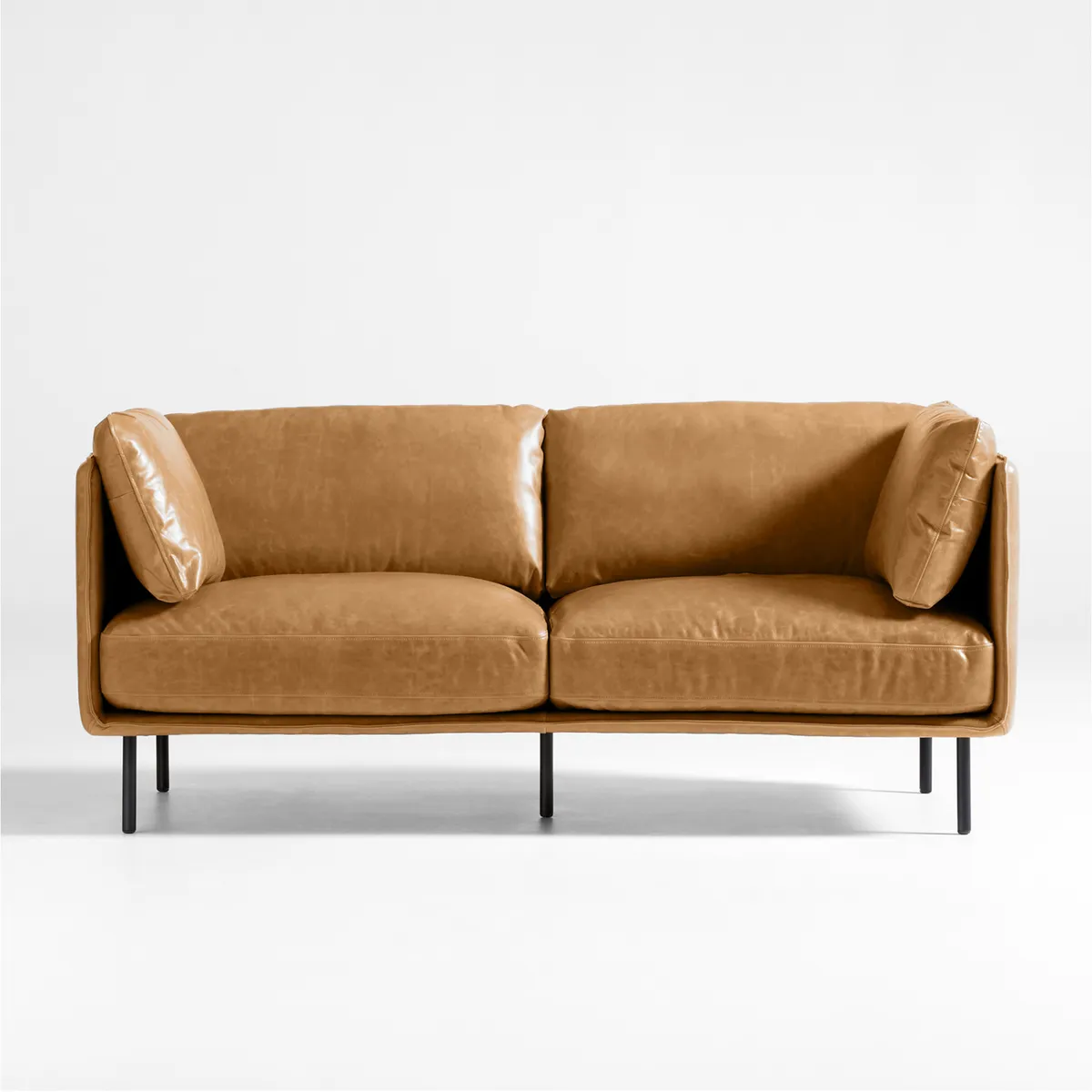 CRATE & BARREL - Sofá Wells De Cuero 3 Cuerpos 185cm