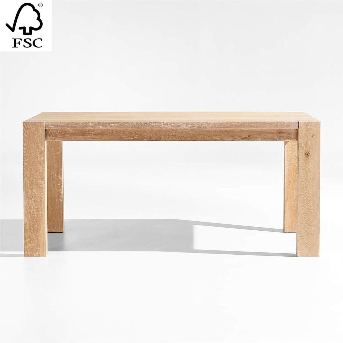 CRATE & BARREL - Mesa de Comedor Terra de Madera Maciza de Roble Blanco Natural (6 a 8 Puestos)