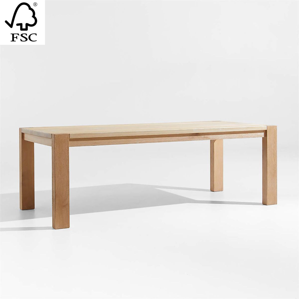CRATE & BARREL - Mesa de Comedor Terra de Madera Maciza de Roble Blanco Natural (8 a 10 Puestos)