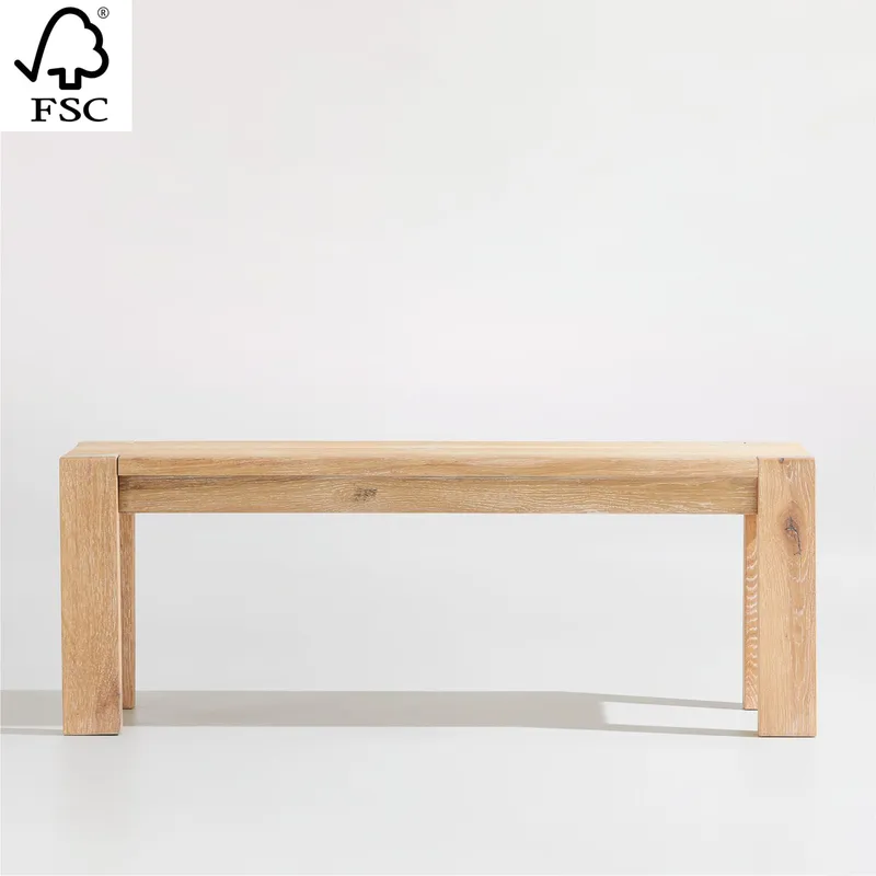 CRATE & BARREL - Banco de Comedor Terra de Madera Maciza de Roble Natural 129cm