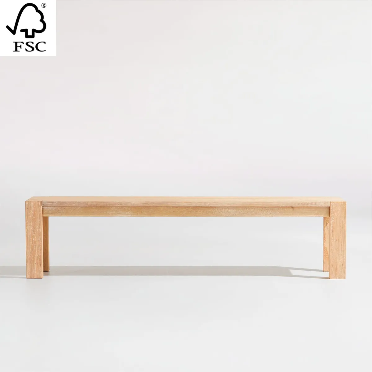 CRATE & BARREL - Banco de Comedor Terra de Madera Maciza de Roble Natural 193cm