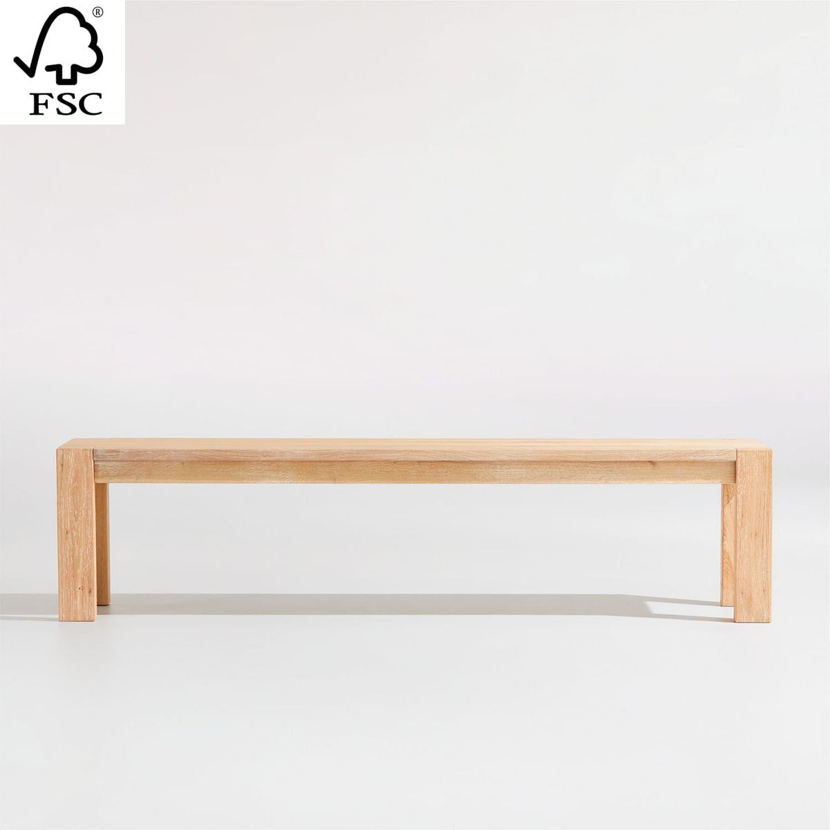 CRATE & BARREL - Banco de Comedor Terra de Madera Maciza de Roble Natural 193cm