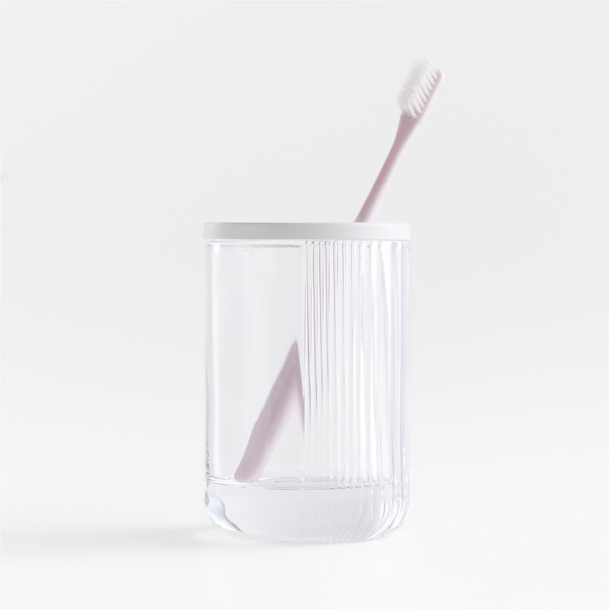 CRATE & BARREL - Vaso de Vidrio Ribbed Color Blanco