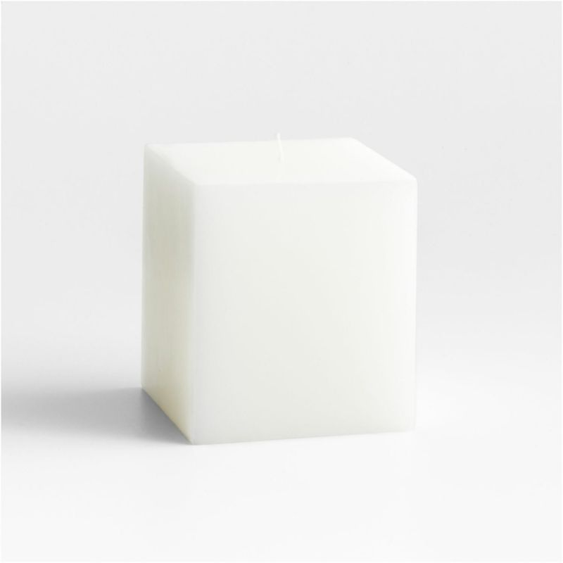 CRATE & BARREL - Vela Pilar Cuadrada Blanca 10cm