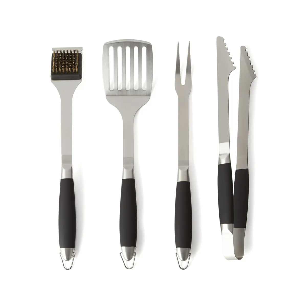 CRATE & BARREL - Set de 4 Utensilios para Parrilla de Mango Negro