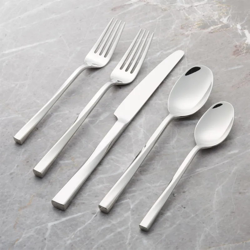 CRATE & BARREL - Cambridge Silversmiths Juego de 5 Piezas (1 Puesto) de Cubiertos Twist
