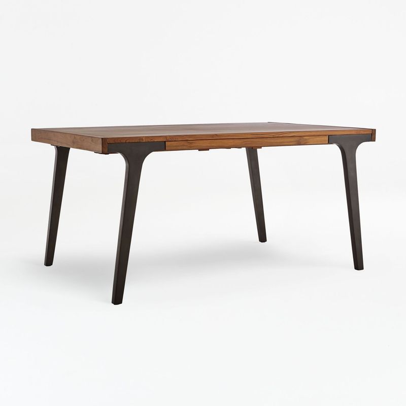 CRATE & BARREL - Mesa De Comedor Lakin Extendible De Madera Teca (6 a 8 Puestos)