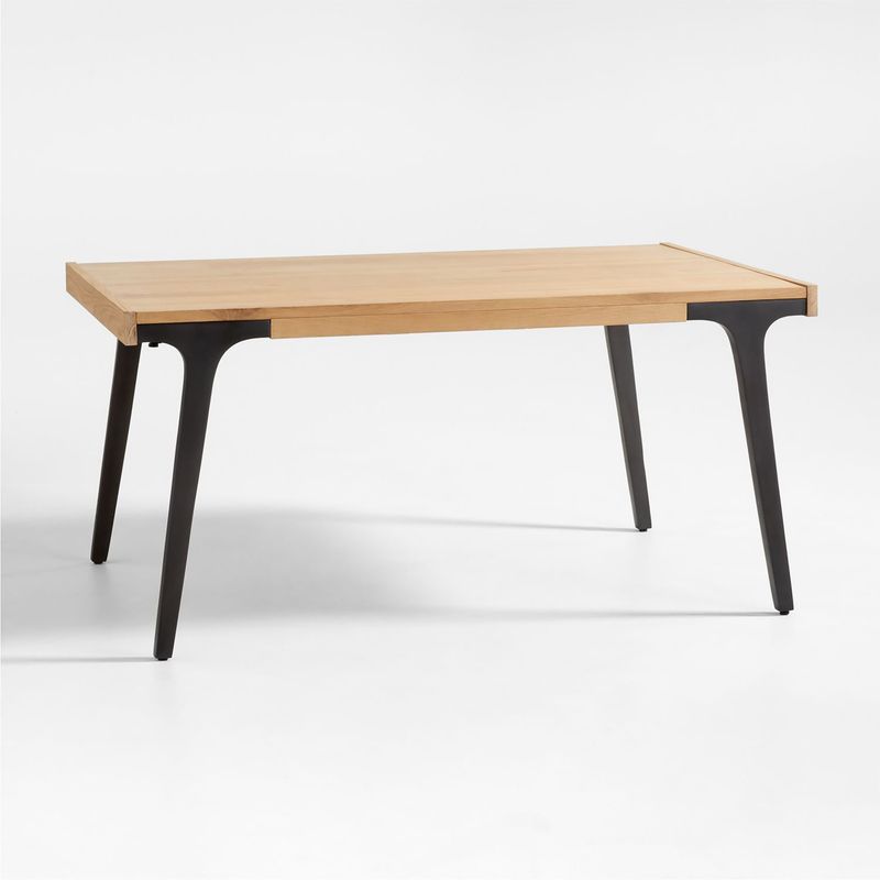 CRATE & BARREL - Mesa De Comedor Lakin Extendible De Madera Teca Natural (6 a 8 Puestos)