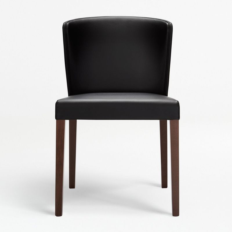 CRATE & BARREL - Silla de Comedor Curran de Cuero con Patas de Madera