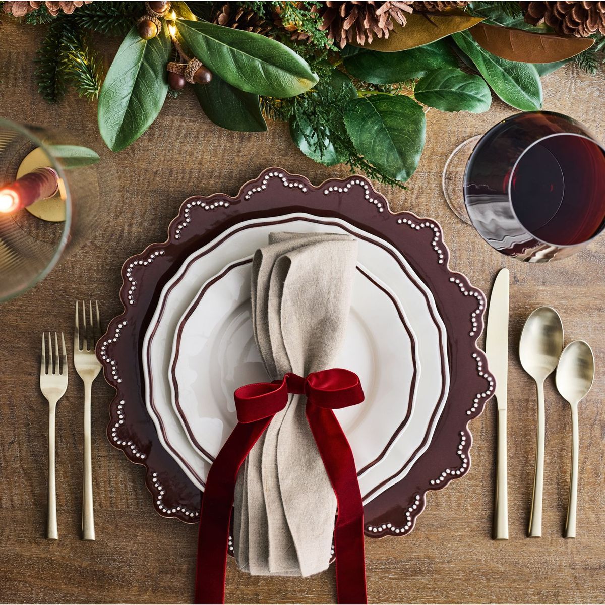 CRATE & BARREL - Aro De Servilleta Lazo Navideño