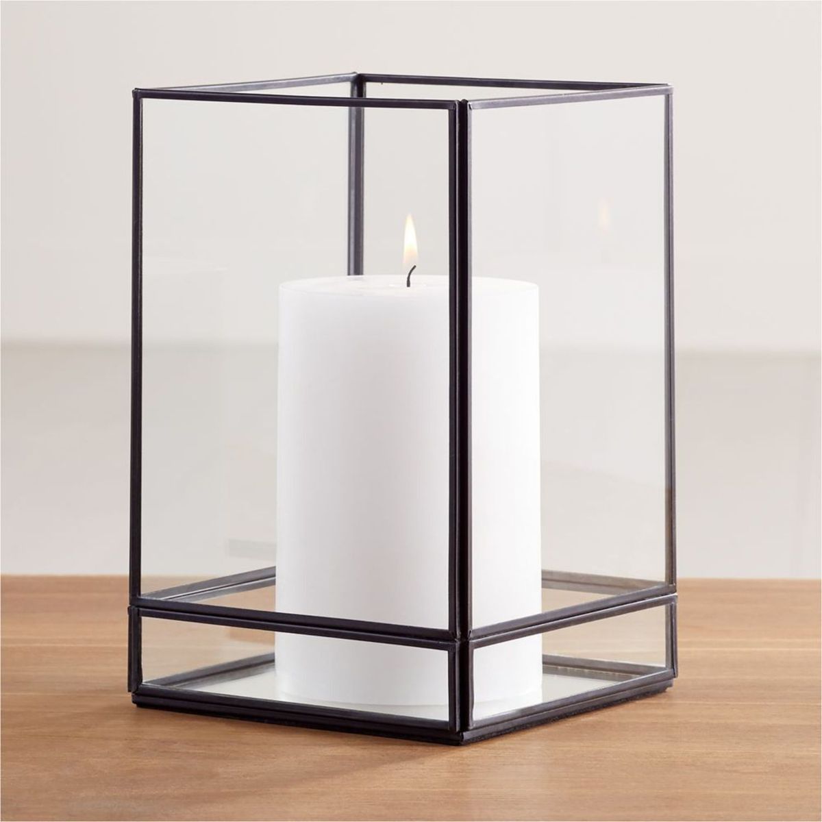 CRATE & BARREL - Portavelas Huracán Cuadrado Jasper Negro 23cm