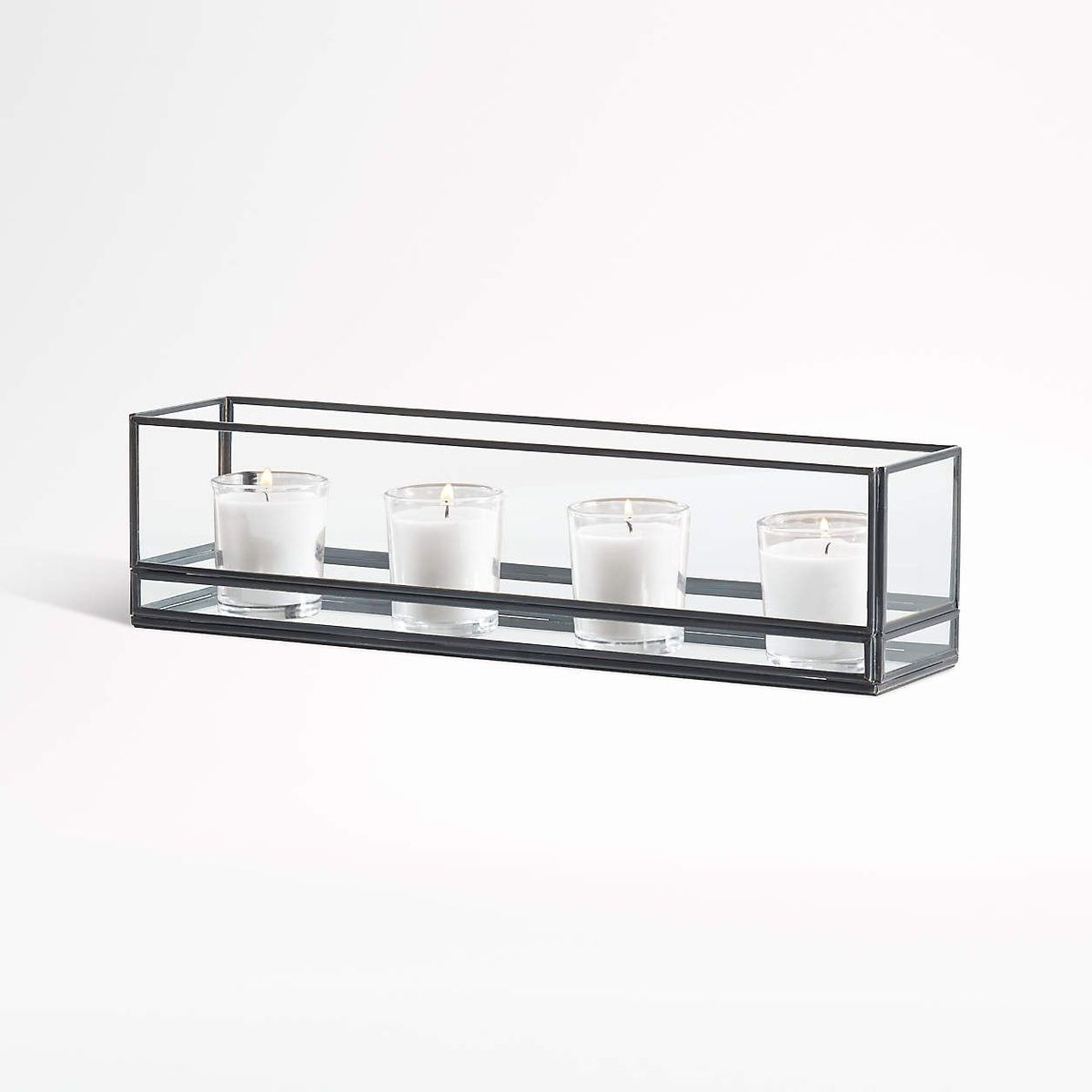CRATE & BARREL - Portavelas/Centro de Mesa para Tealights Jasper Negro 38cm
