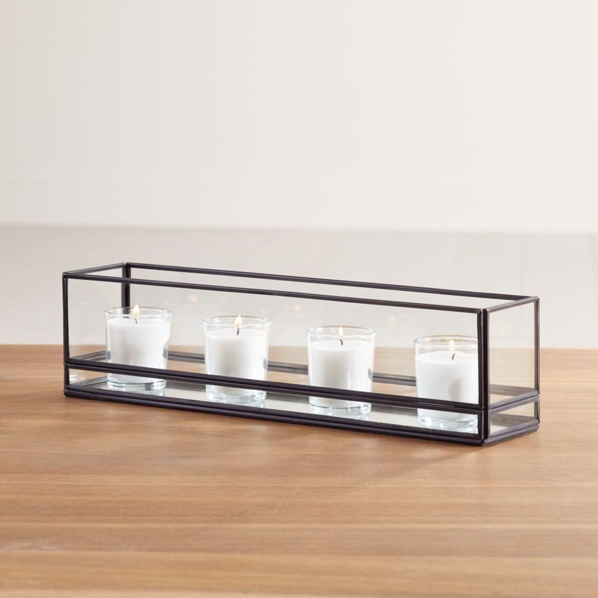 CRATE & BARREL - Portavelas/Centro de Mesa para Tealights Jasper Negro 38cm