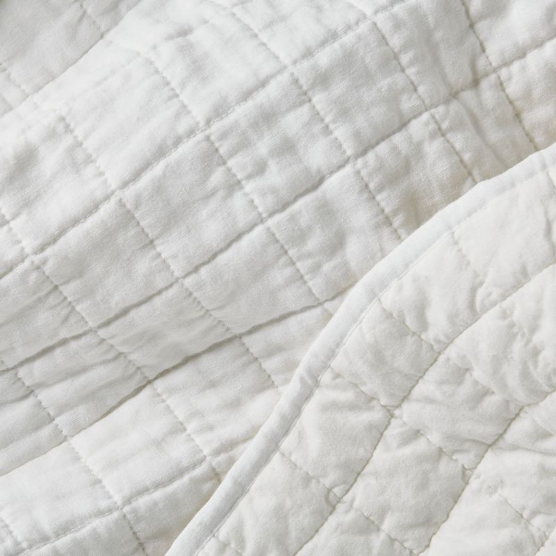 CRATE & BARREL - Funda de Almohada King de Lino Belga Blanco Cálido
