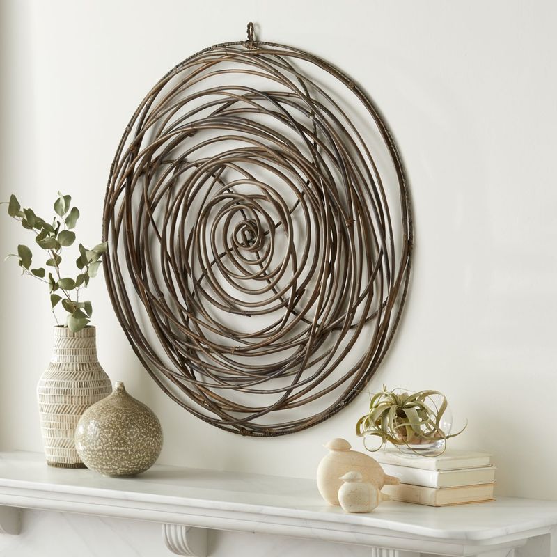 CRATE & BARREL - Arte para Pared de Círculos de Ratán Scribble
