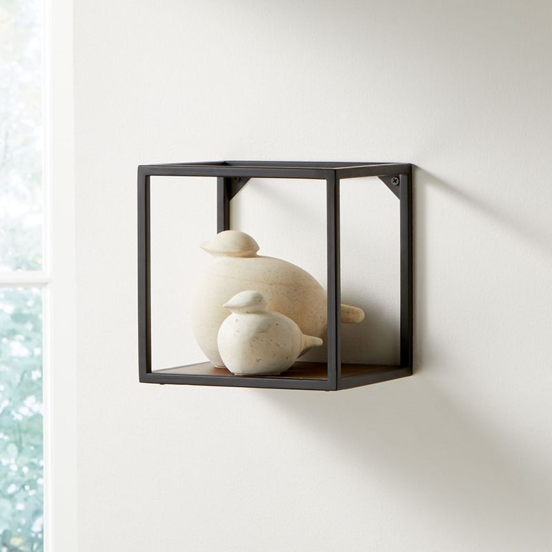 CRATE & BARREL - Repisa Booker con Base de Madera Nogal con Estructura de Acero