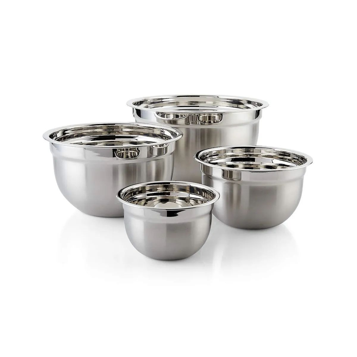 CRATE & BARREL - Set de 4 Bowls de Acero Inoxidable