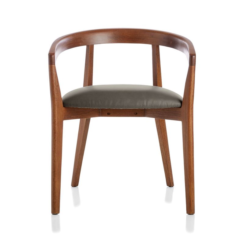 CRATE & BARREL - Silla de Respaldar Cullen de Cuero con Estructura de Madera