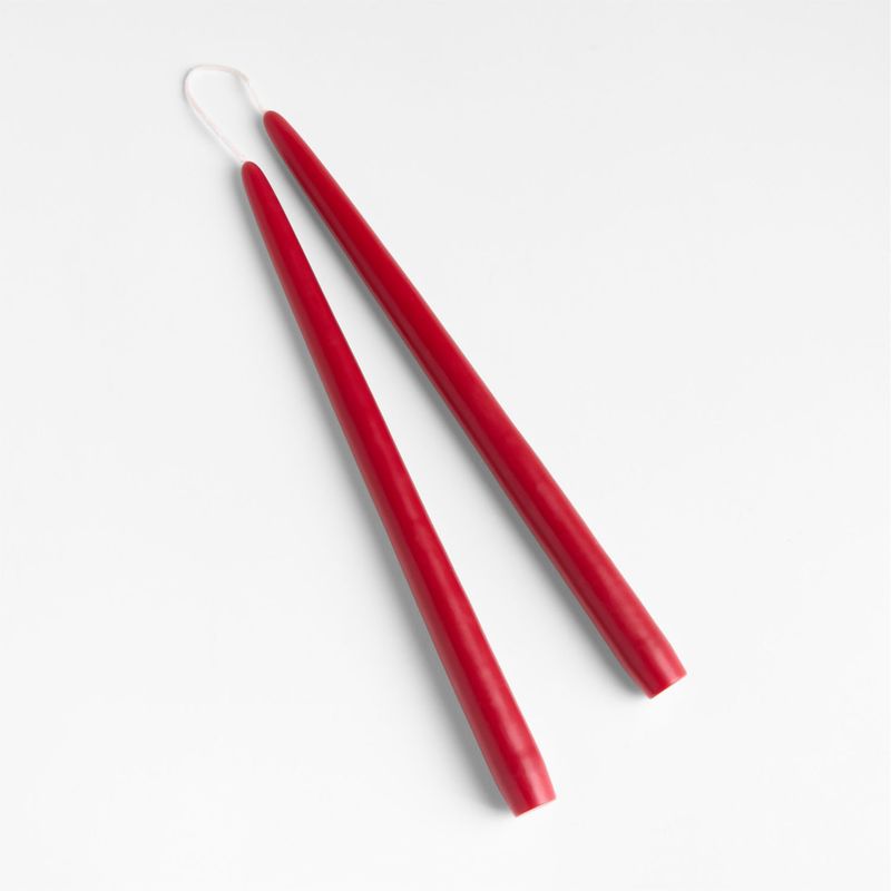 CRATE & BARREL - Set De 2 Velas Cónicas De Rojo