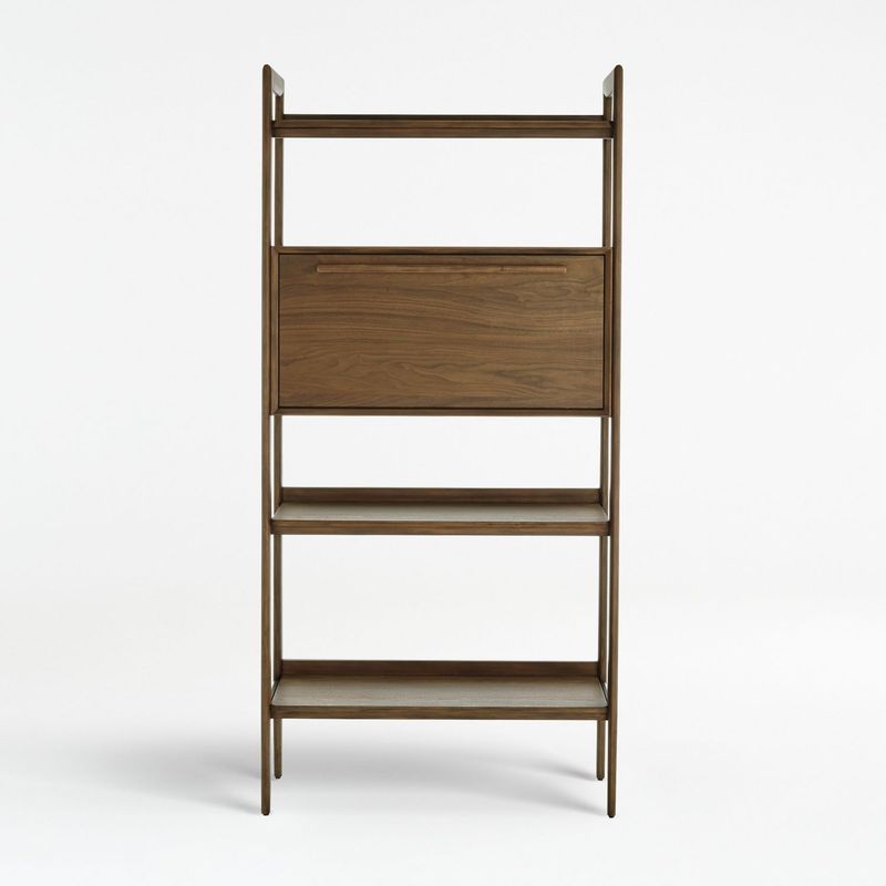 CRATE & BARREL - Bar Tate de Madera Nogal 3 Repisas con 1 Cajón