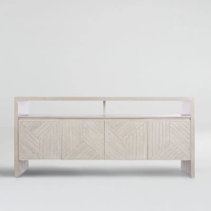 CRATE & BARREL - Aparador Dunewood de Madera de Mango 4 Puertas