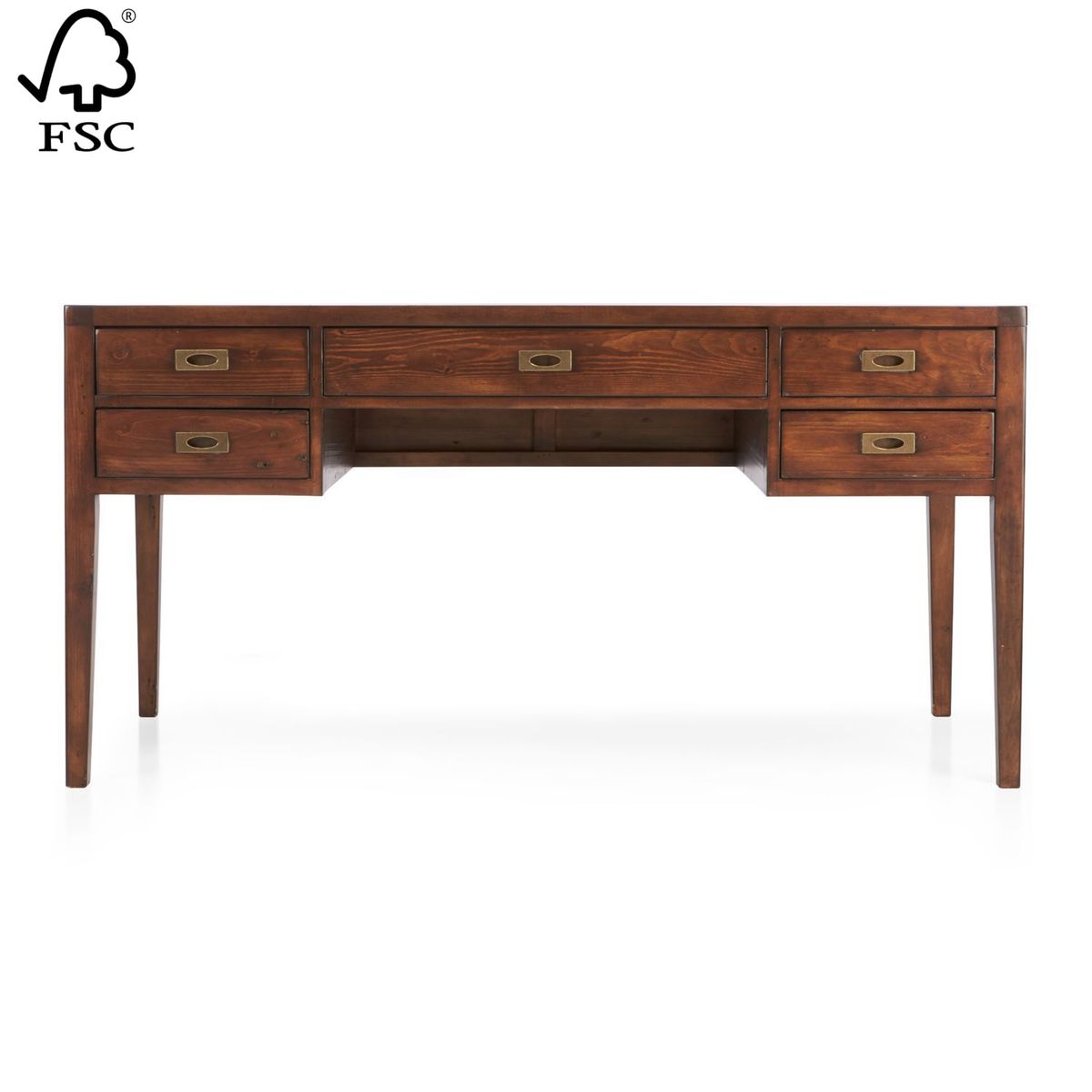 CRATE & BARREL - Escritorio Morris Marrón Chocolate 152cm