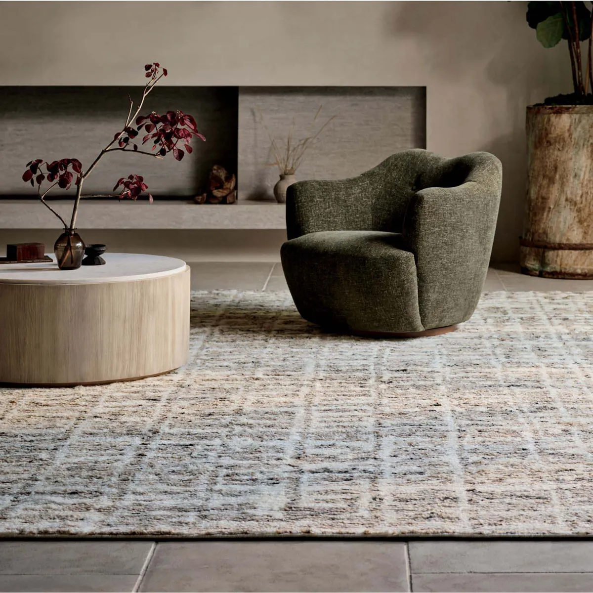 CRATE & BARREL - Sillón Giratorio Apero Verde Olivo