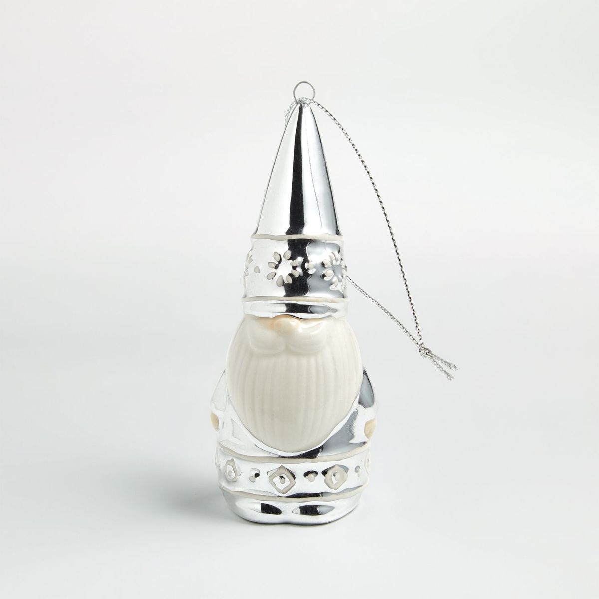 CRATE & BARREL - Adorno Navideño de Gnomo Nórdico Silver