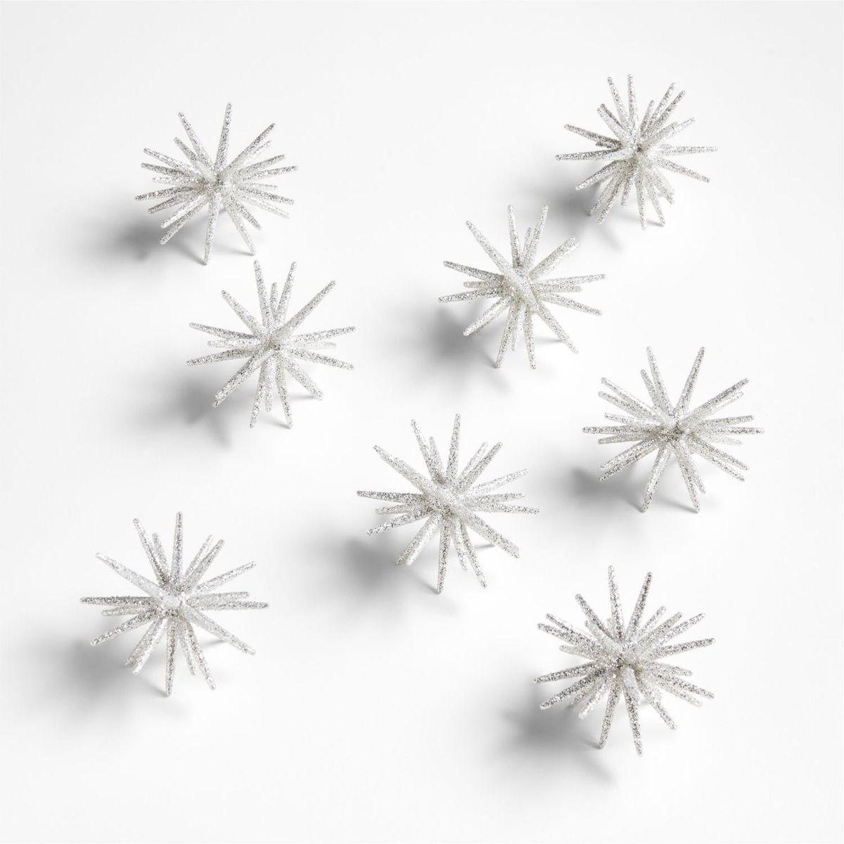 CRATE & BARREL - Set de 8 Adornos Pequeños con Escarcha Starburst