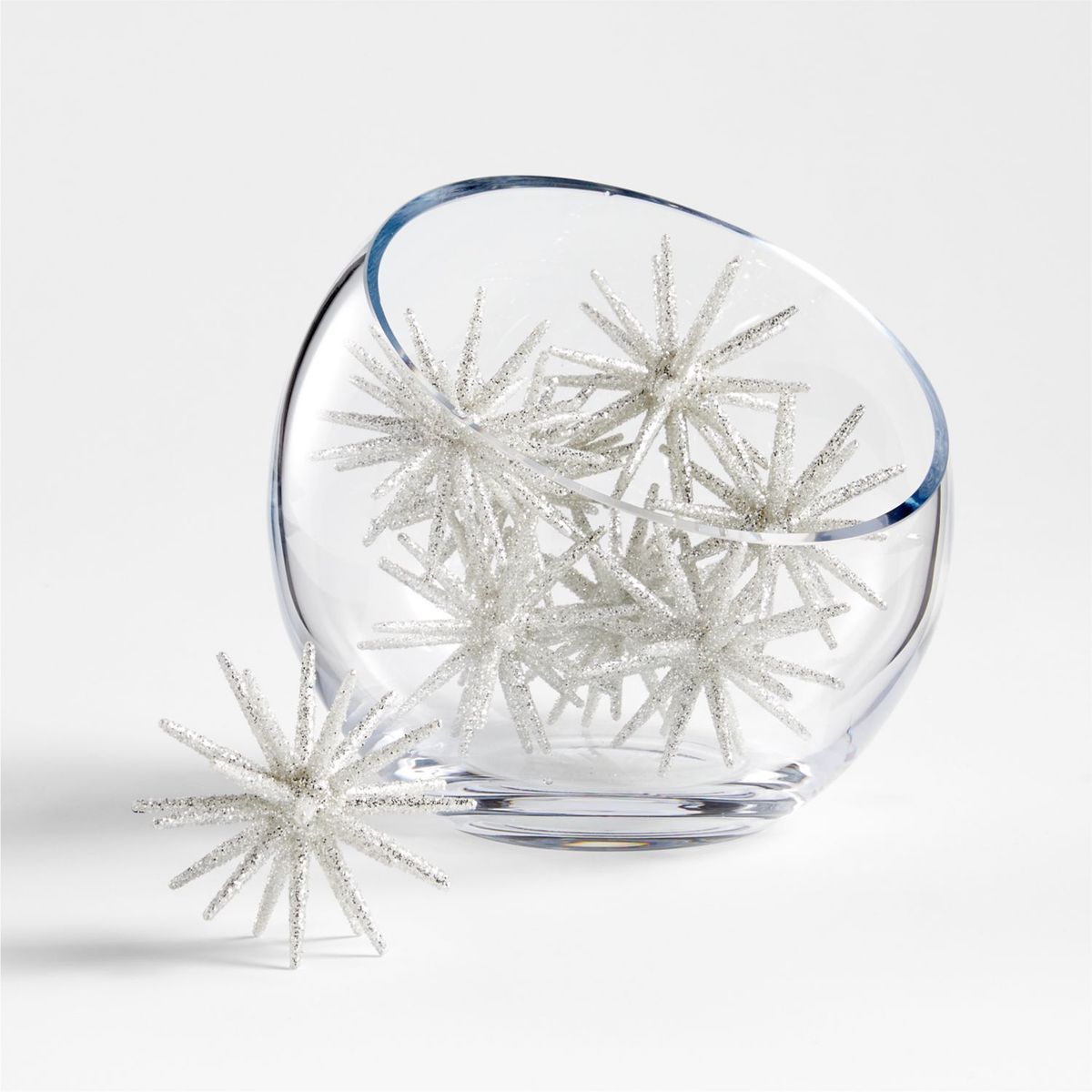 CRATE & BARREL - Set de 8 Adornos Pequeños con Escarcha Starburst