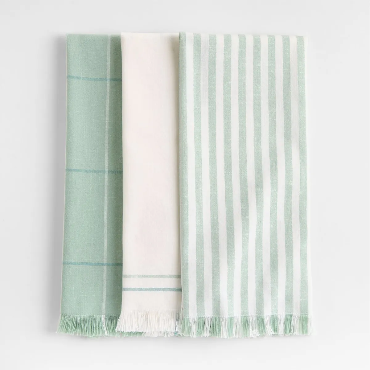 CRATE & BARREL - Set De 3 Paños De Cocina Fringe Dusty