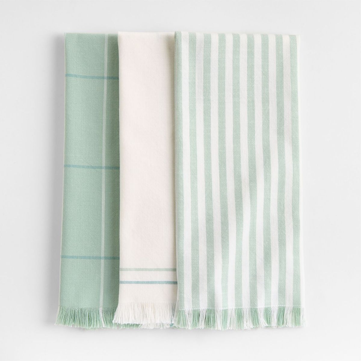 CRATE & BARREL - Set De 3 Paños De Cocina Fringe Dusty