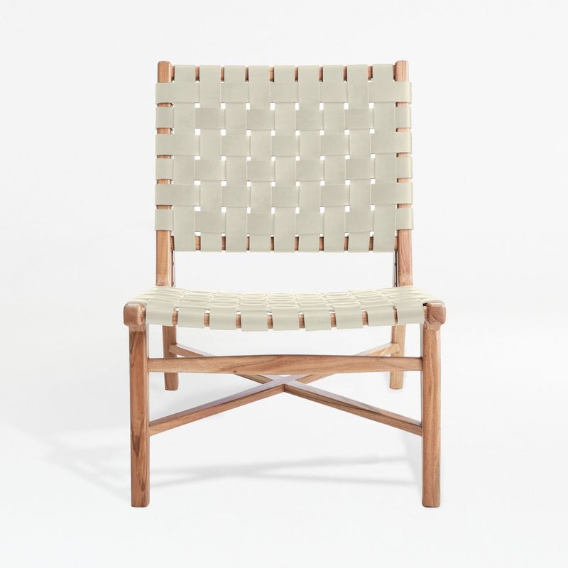CRATE & BARREL - Butaca Accent de Cuero Taj Blanco 1 Cuerpo