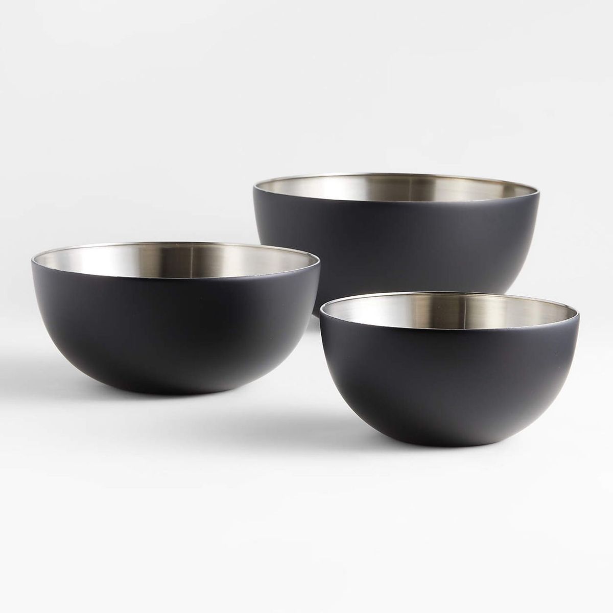 CRATE & BARREL - Set de 3 Bowls para Mezclar Nera Matte Negro