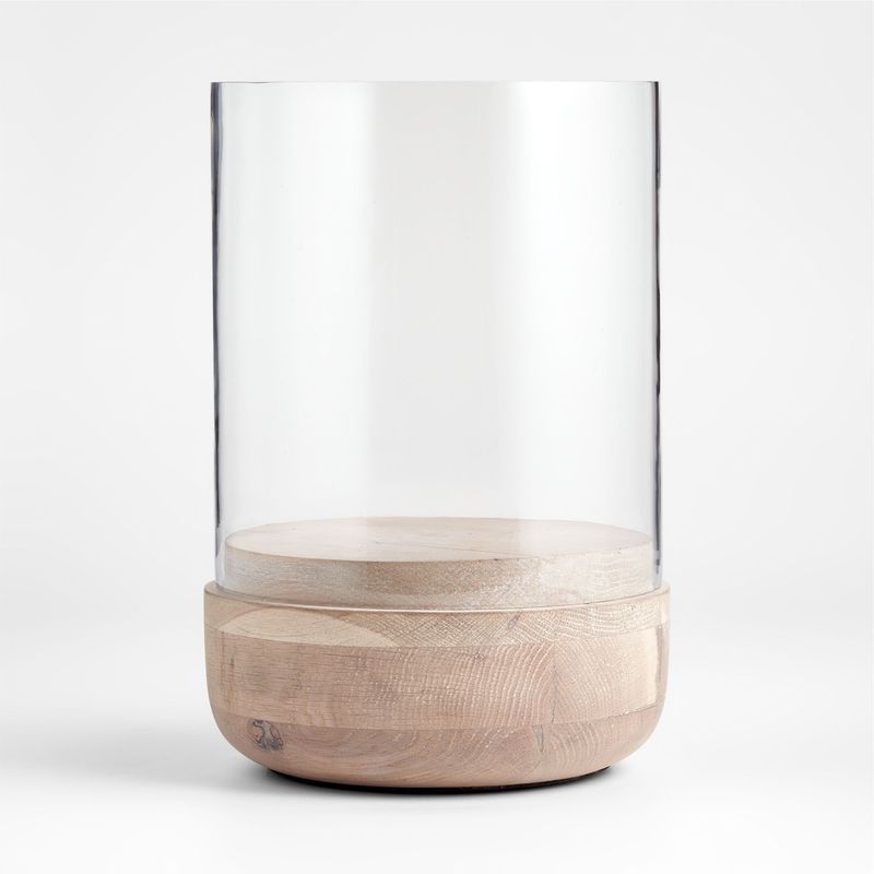 CRATE & BARREL - Portavelas Curvado de Mármol y Vidrio Hurricane 32cm