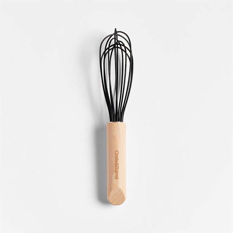 CRATE & BARREL - Batidor de Mano de Silicona Negro con Mango de Madera