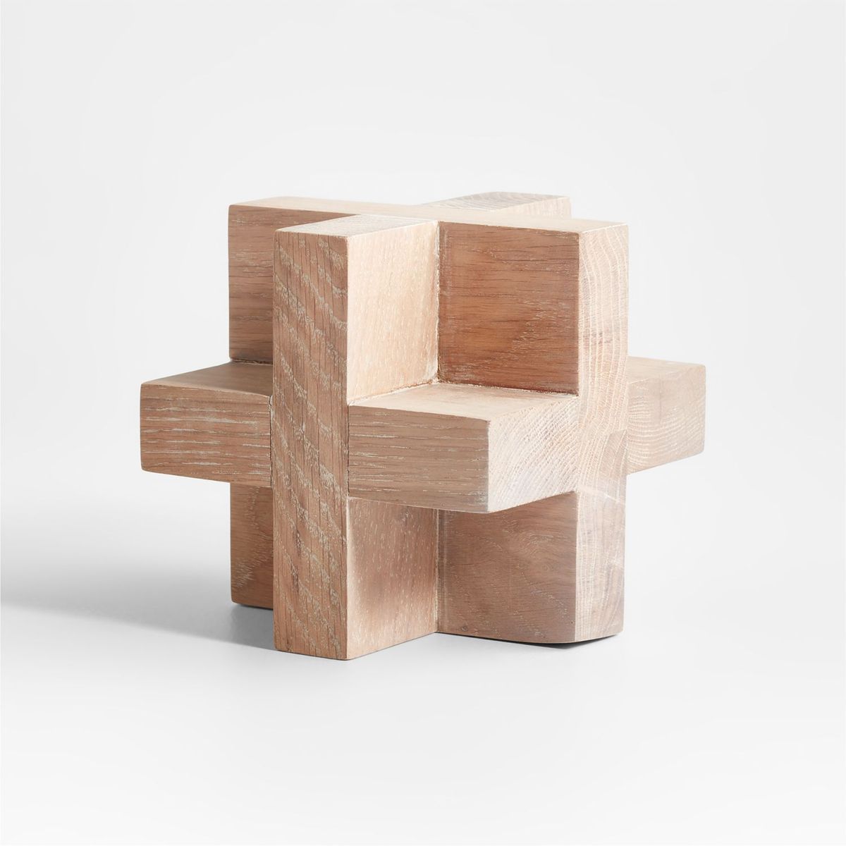 CRATE & BARREL - Escultura de Bloque de Madera White